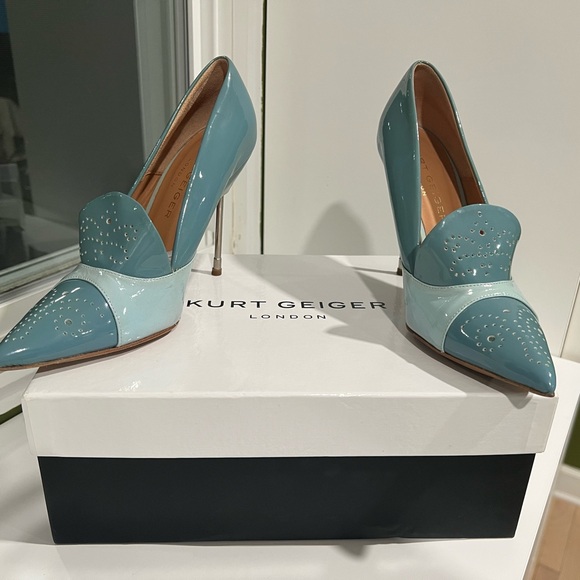 Kurt Geiger London Bond Blue Leather Courts Heels  37 - Picture 2 of 16